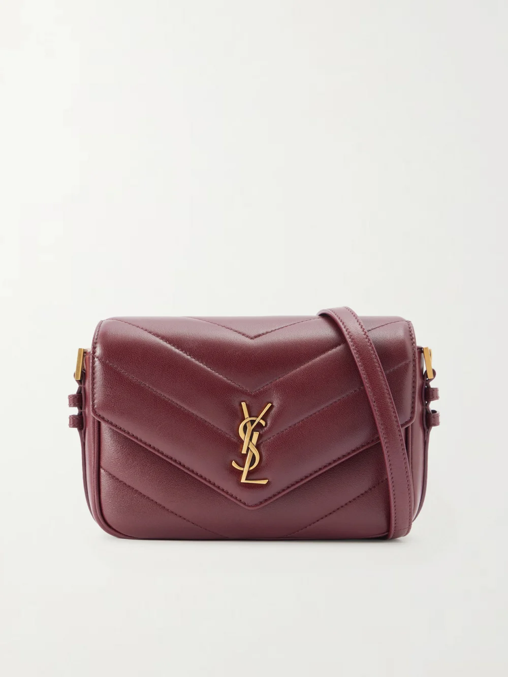 Saint Laurent Loulou Toy Matelassé Leather Shoulder Bag in burgundy