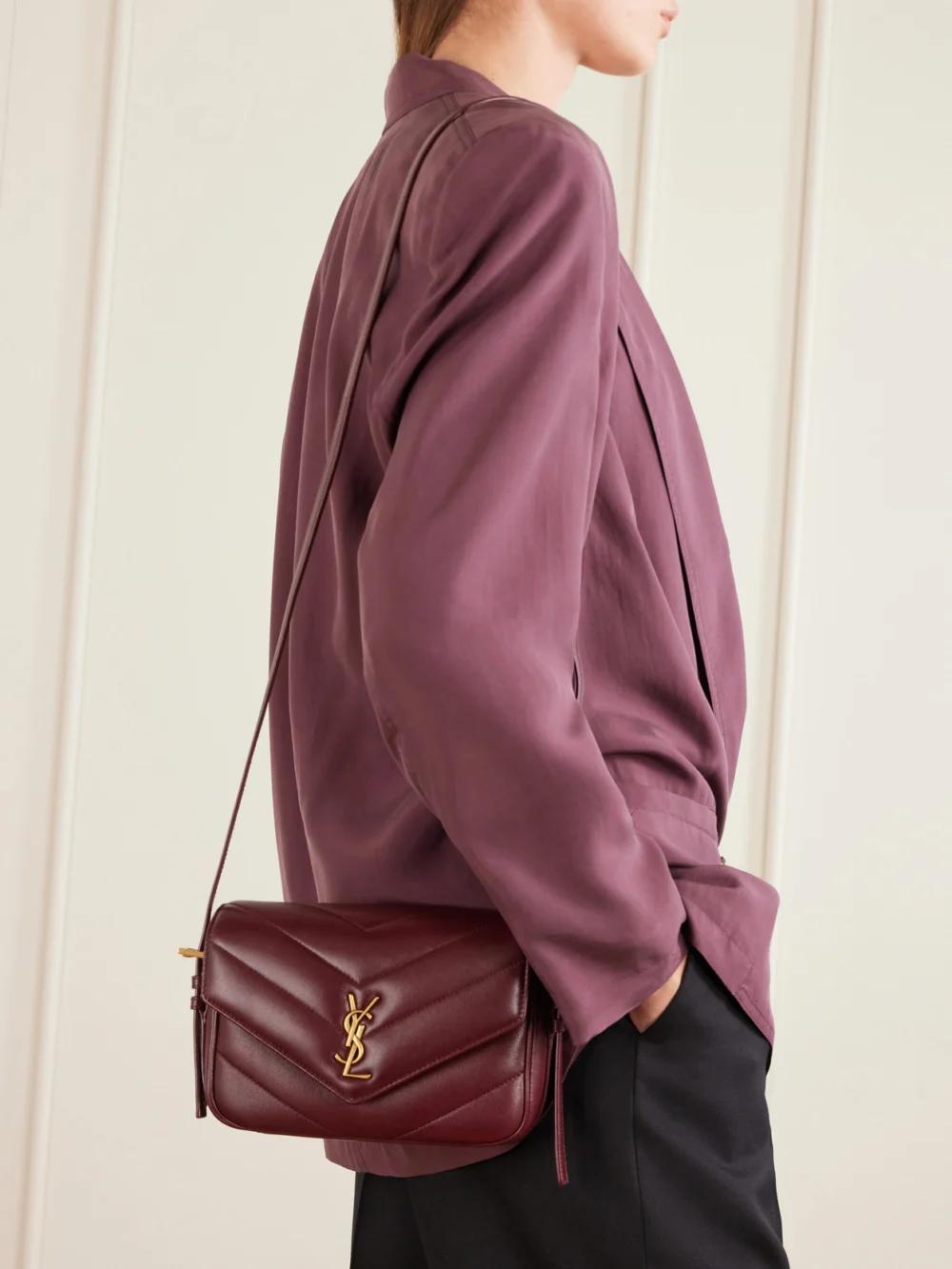 Saint Laurent Loulou Toy Matelassé Leather Shoulder Bag, styled view
