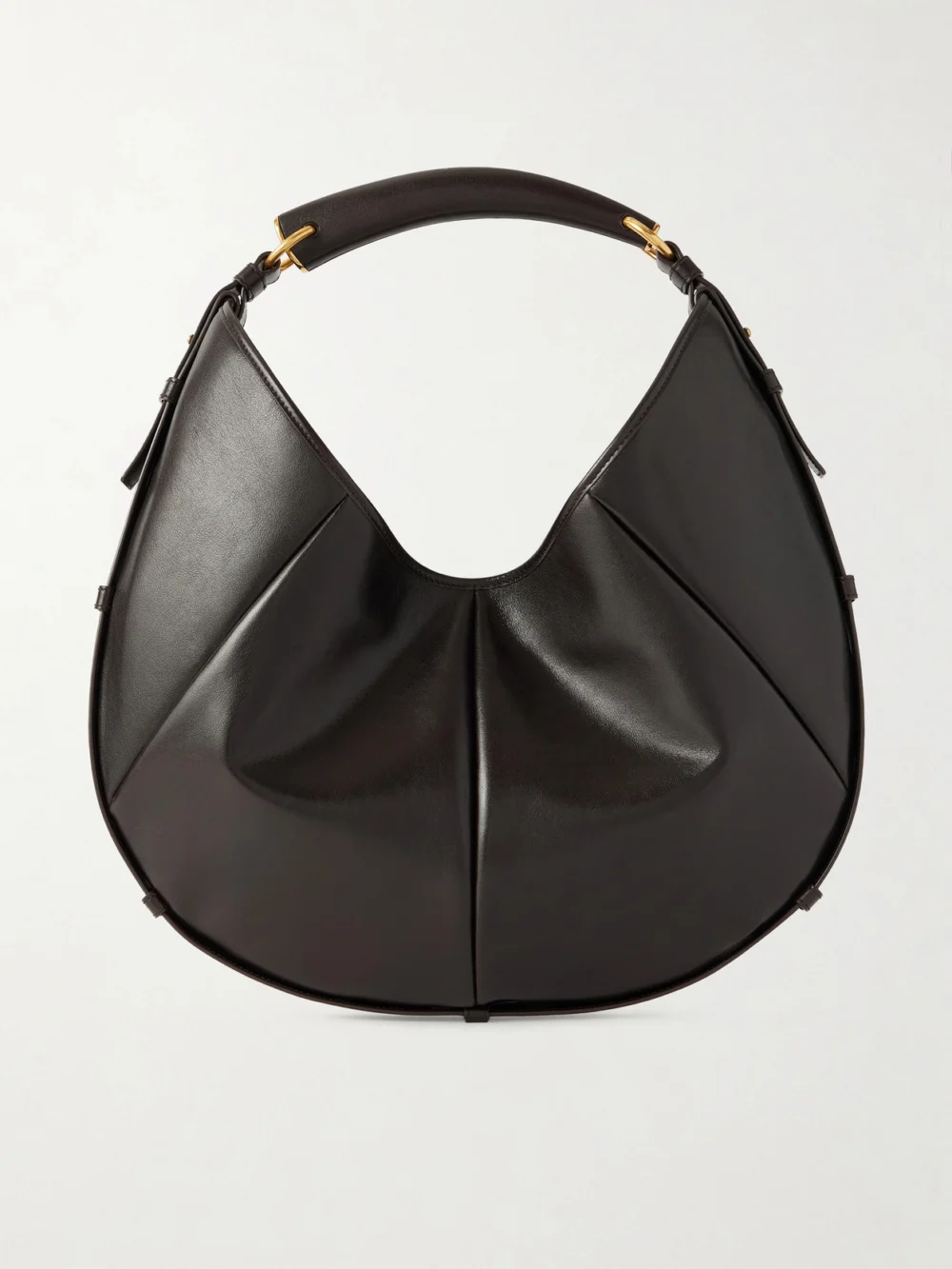 Saint Laurent Mombasa Paneled Leather Shoulder Bag in brown