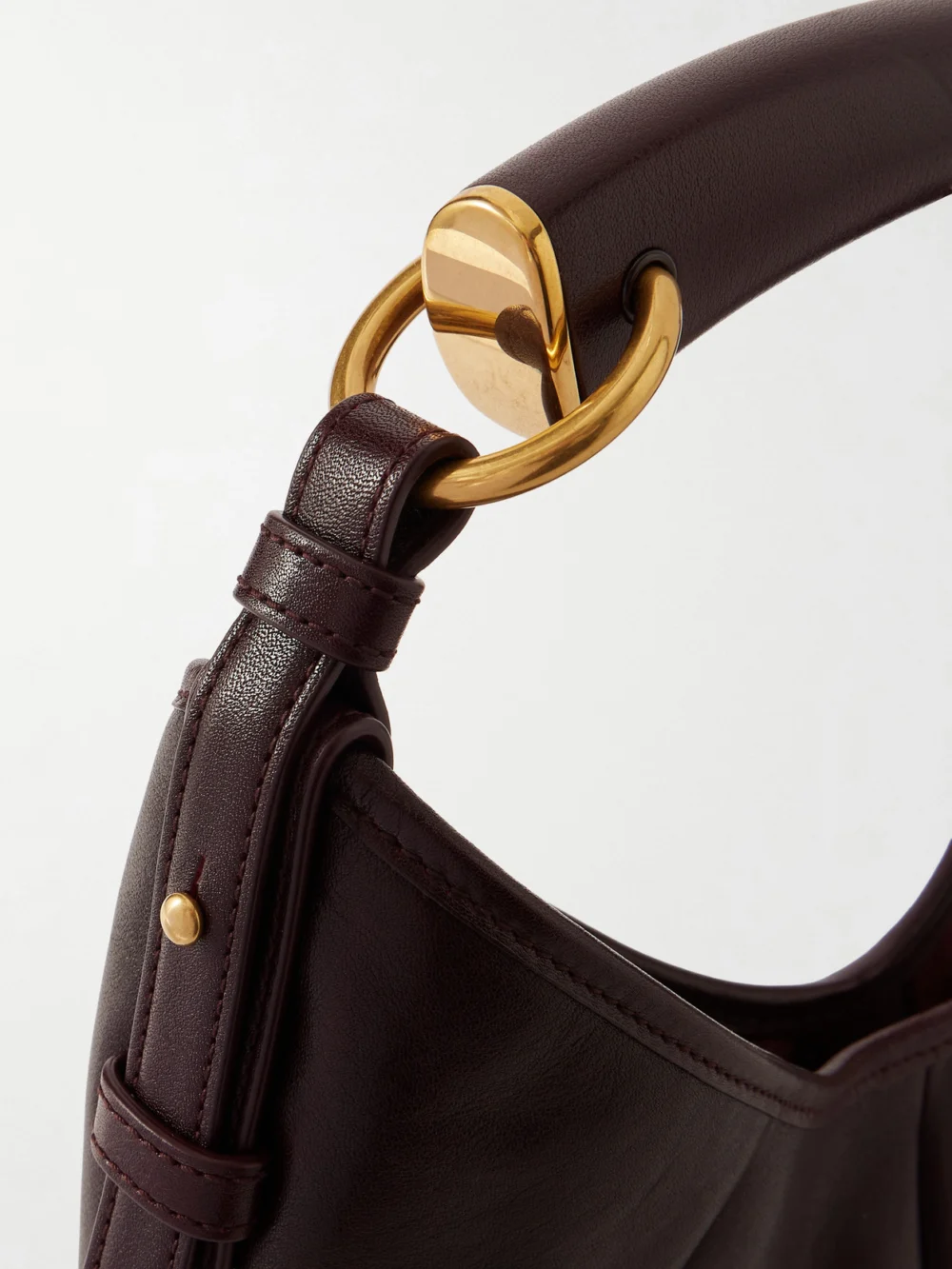 Close-up detail of the Saint Laurent Mombasa Paneled Leather Shoulder Bag