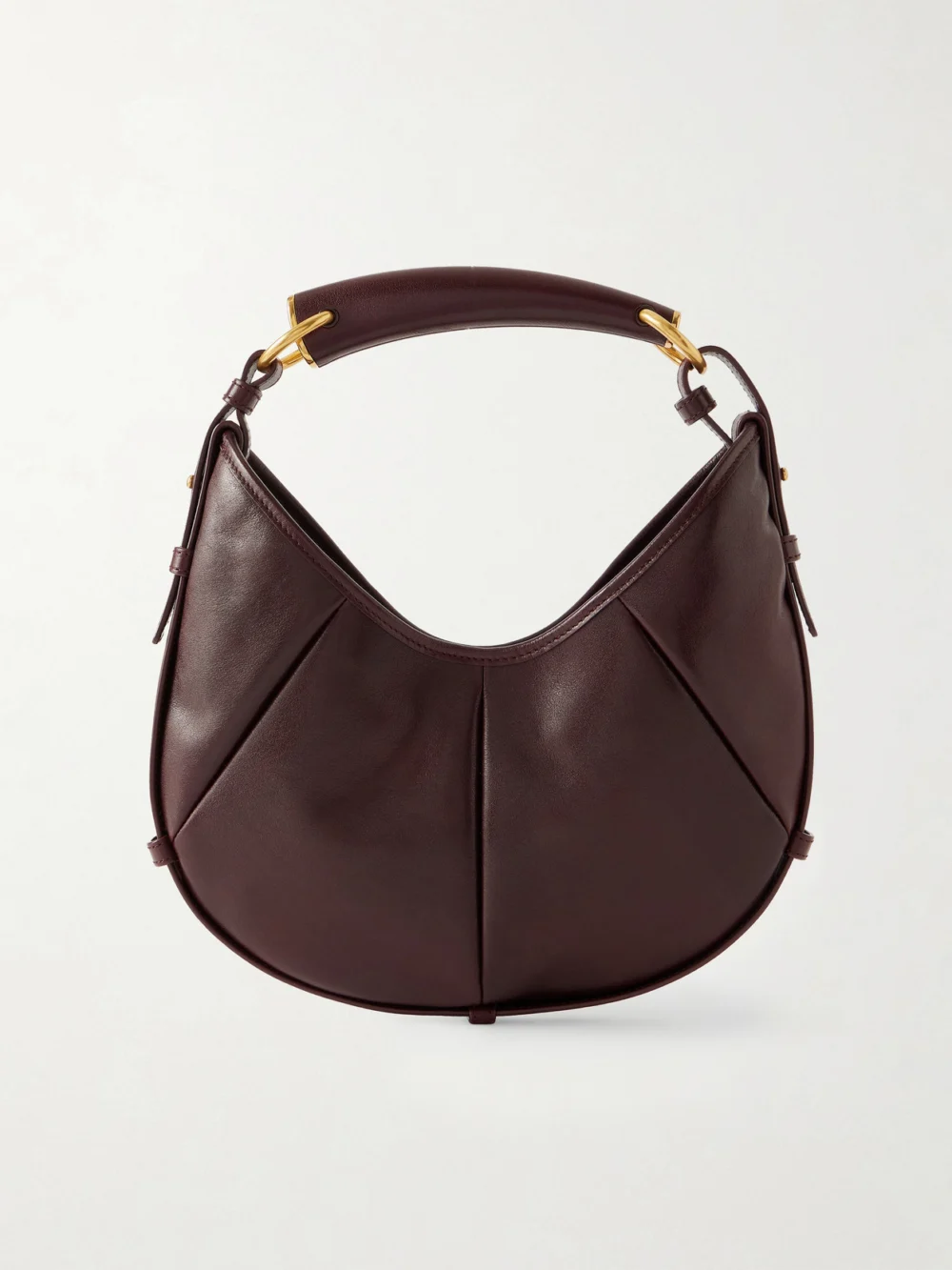 Saint Laurent Mombasa Paneled Leather Shoulder Bag in burgundy