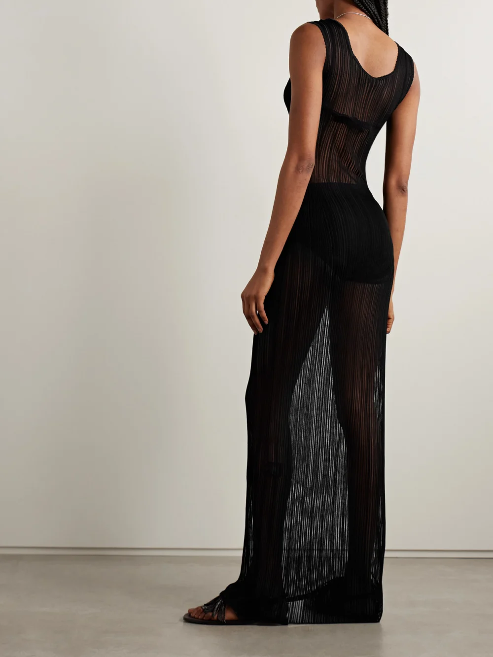Back view of the Salon 1884 Canova Ribbed-knit Maxi Dress