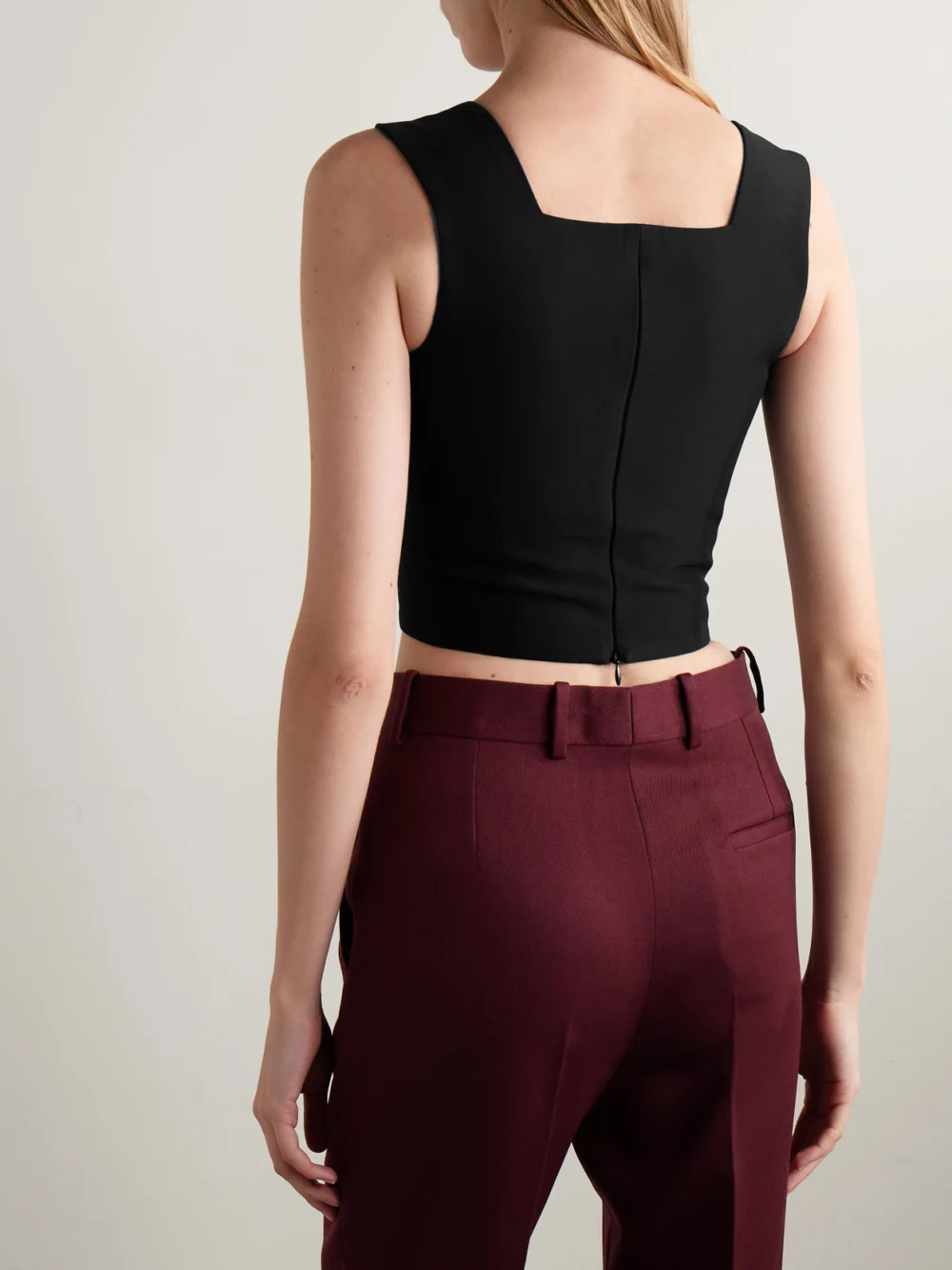 Back view of the Salon 1884 Friuli Cropped Cotton and Silk-blend Top