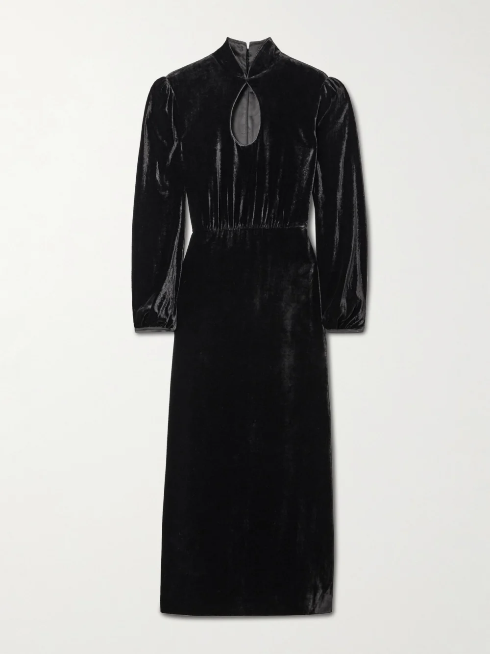 Saloni Domino Cutout Velvet Turtleneck Midi Dress in black