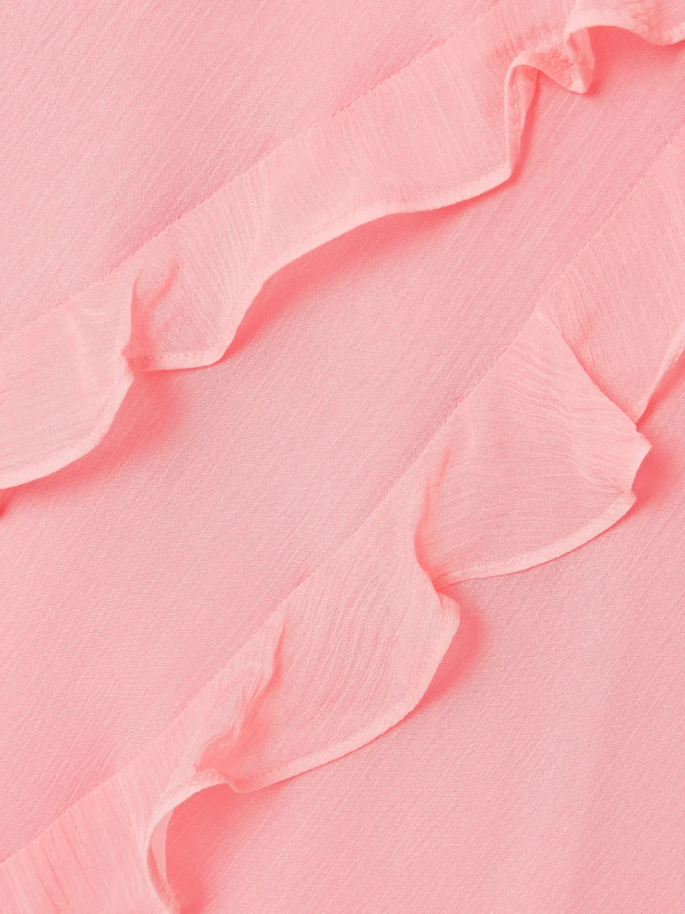 Close-up detail of the Saloni Renu Draped Ruffled Silk-blend Crepon Gown