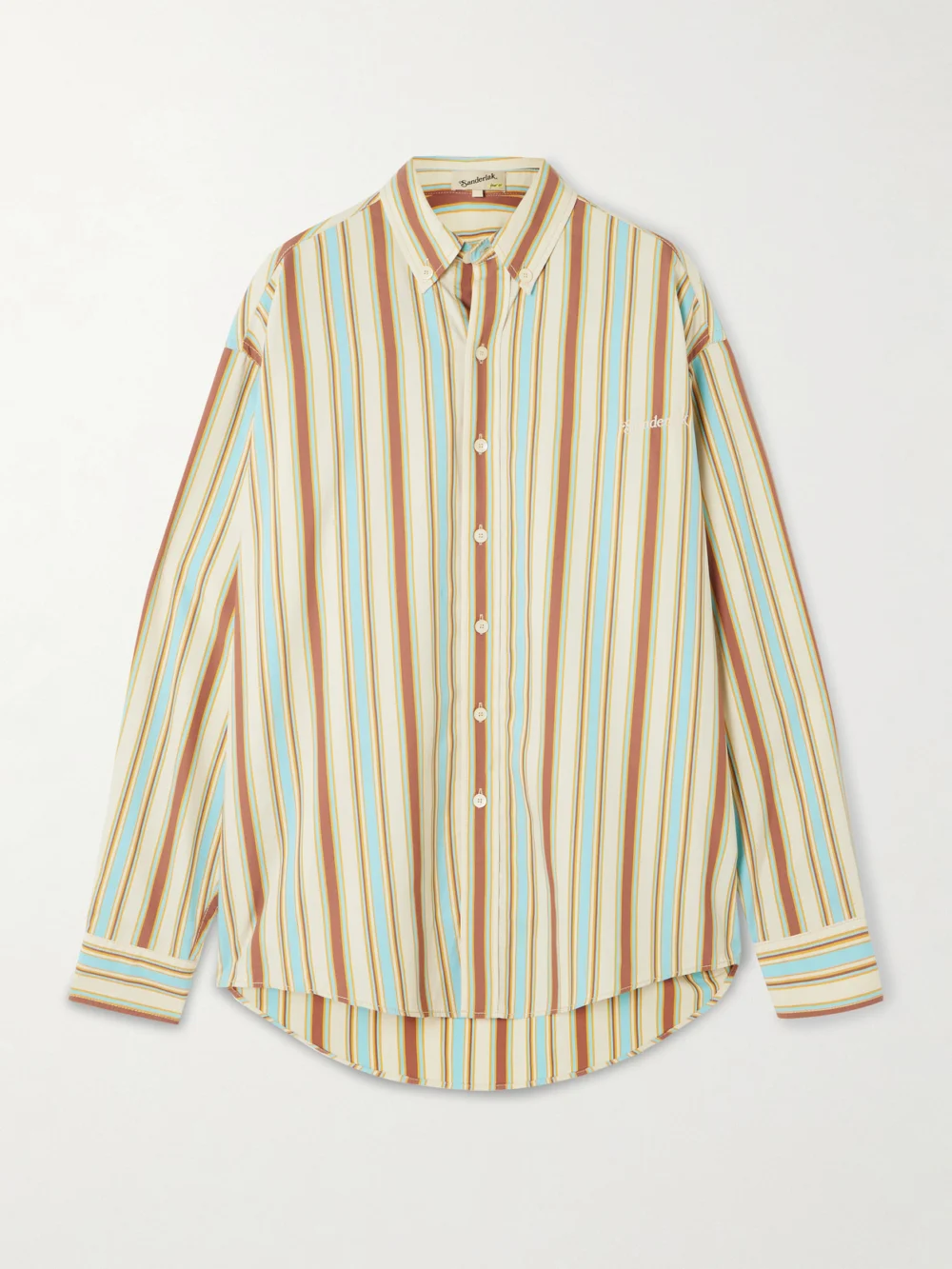 Sanderlak Embroidered Striped Poplin Shirt in multi