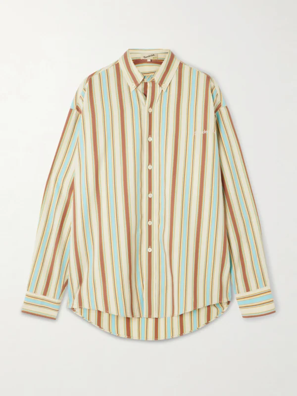 Sanderlak Embroidered Striped Poplin Shirt