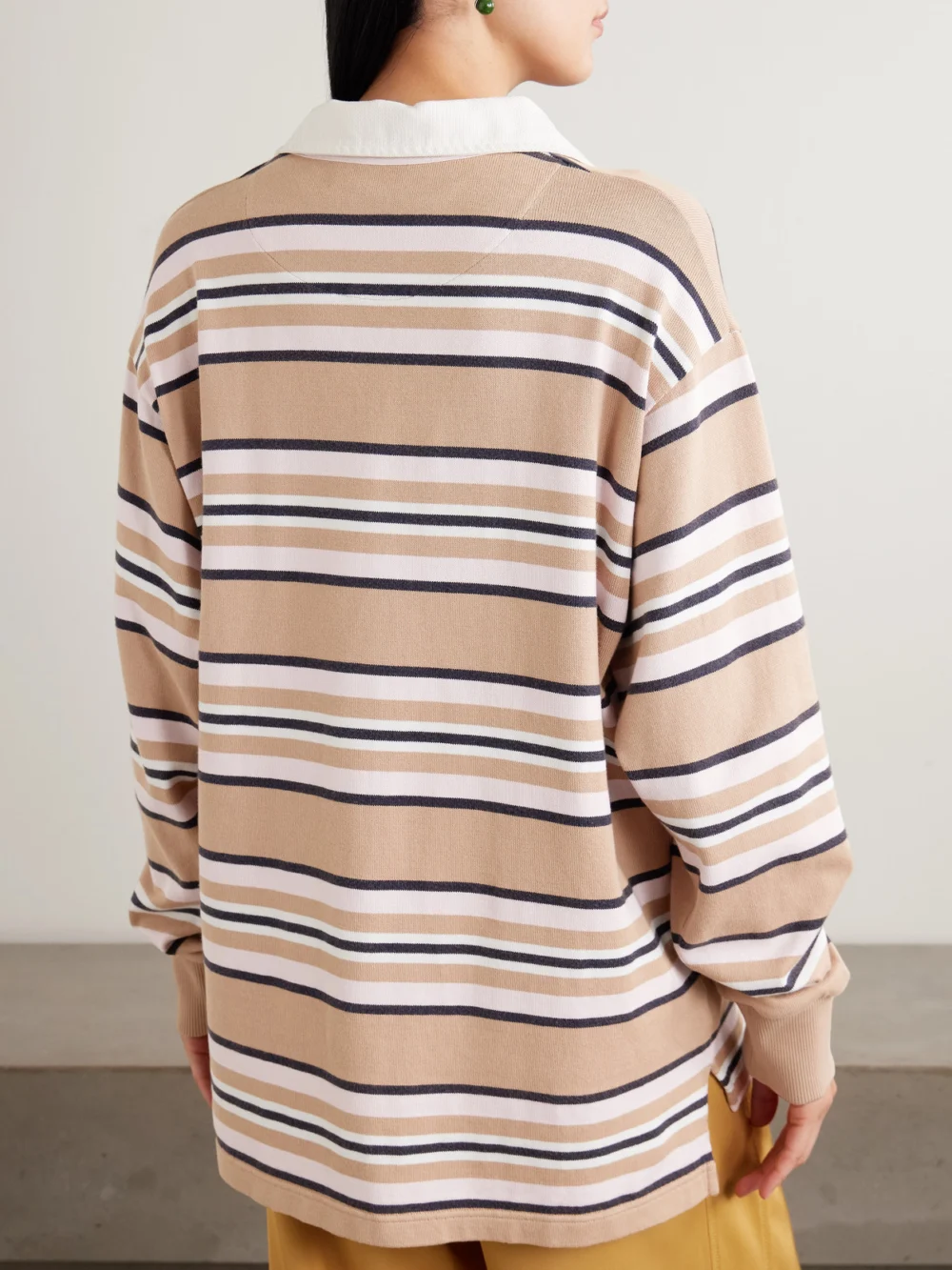 Back view of the Sanderlak Striped Cotton-jersey Polo Shirt