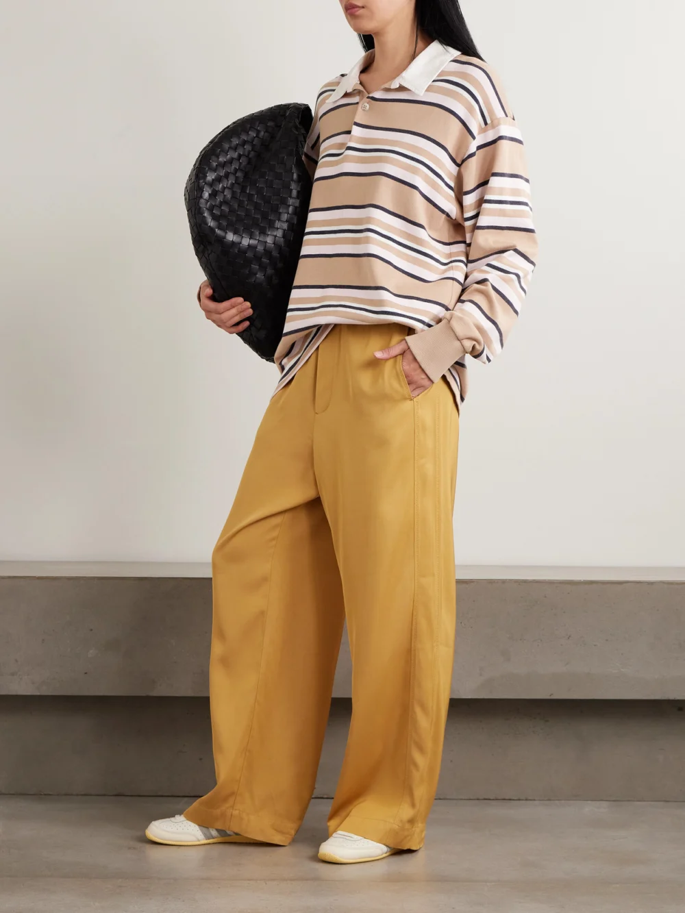 Sanderlak Striped Cotton-jersey Polo Shirt, worn by a model