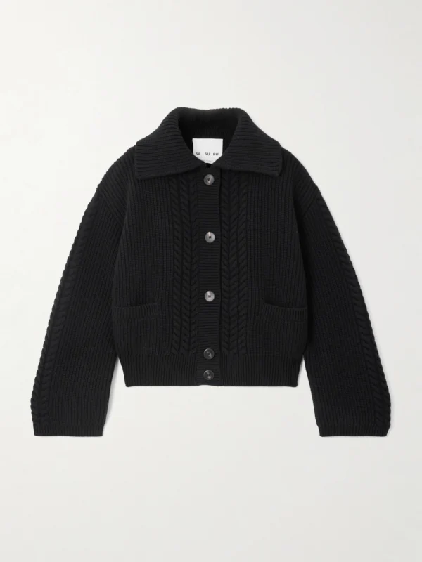 Sasuphi Cable-knit Wool and Cashmere-blend Cardigan