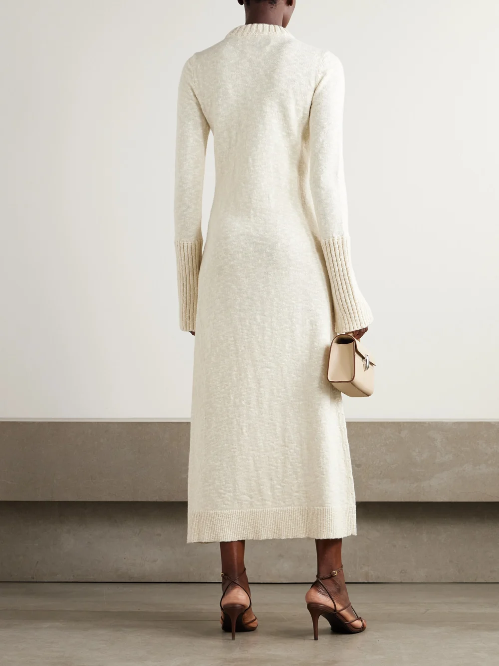 Back view of the Sasuphi Morena Cotton and Cashmere-blend Midi Dress