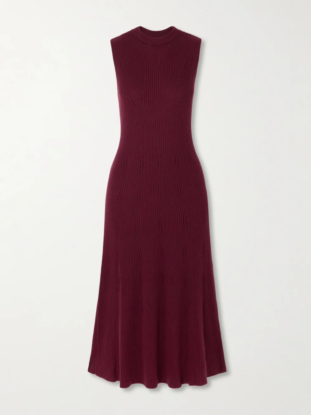Sasuphi Ribbed-knit Cashmere and Silk-blend Midi Dress in burgundy