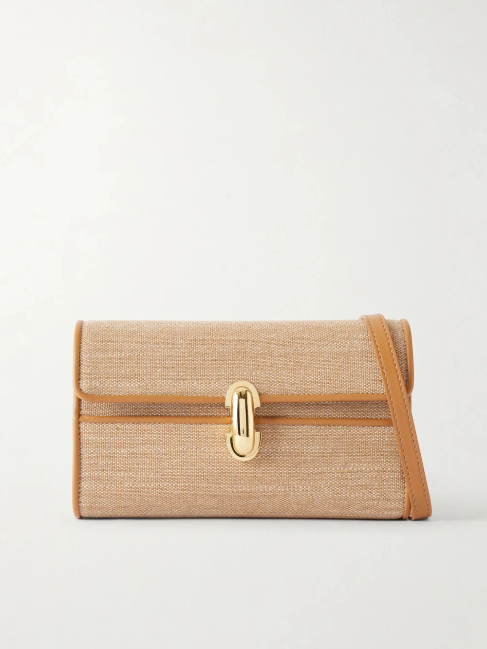 Savette Symmetry Leather-trimmed Canvas Mini Shoulder Bag in tan