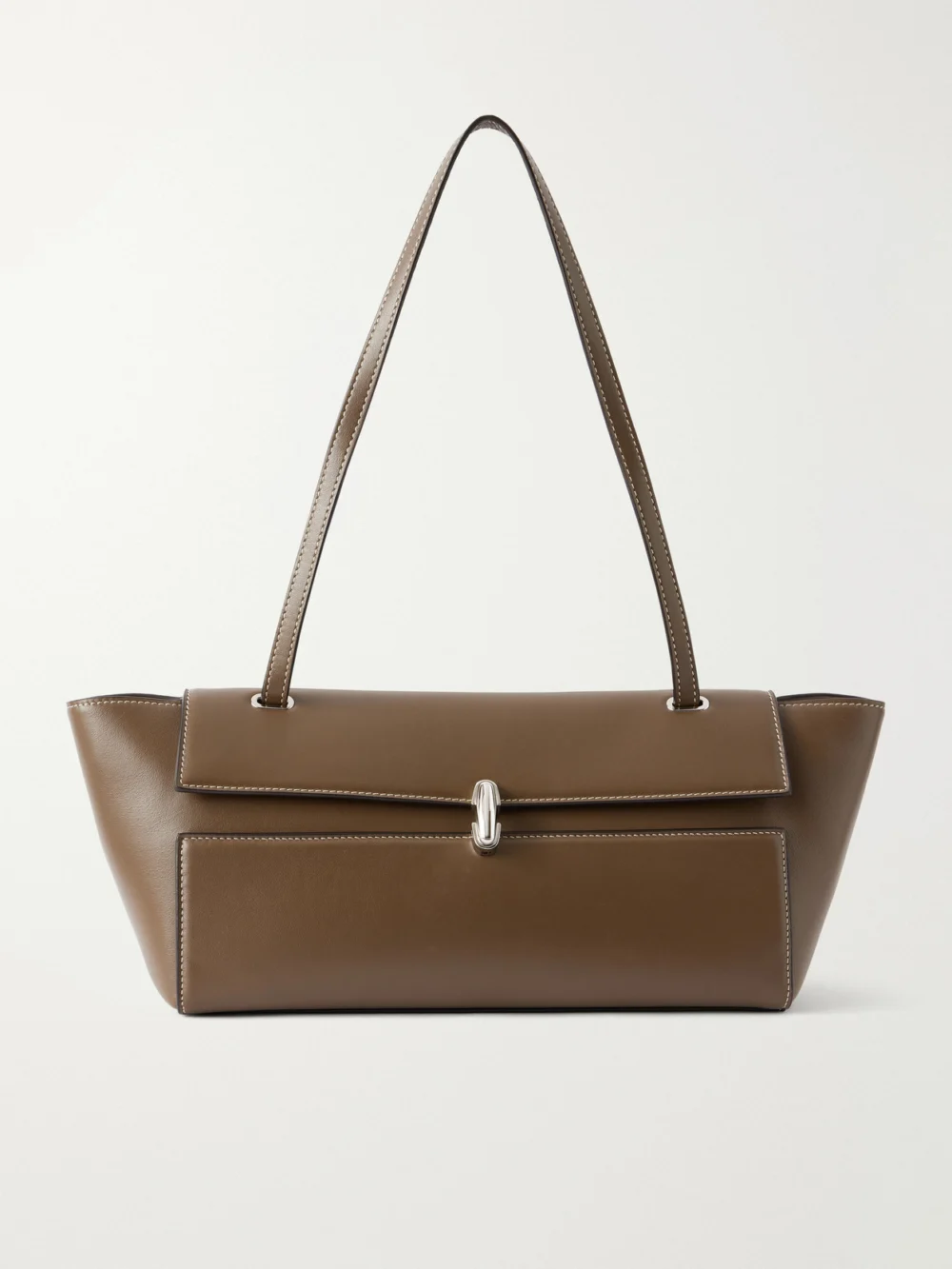 Savette Symmetry Trapeze Leather Shoulder Bag in army green