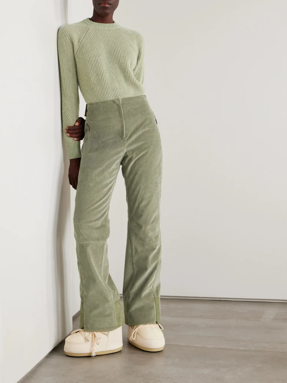 Sease Akuna Padded Corduroy Straight-leg Ski Pants, worn by a model