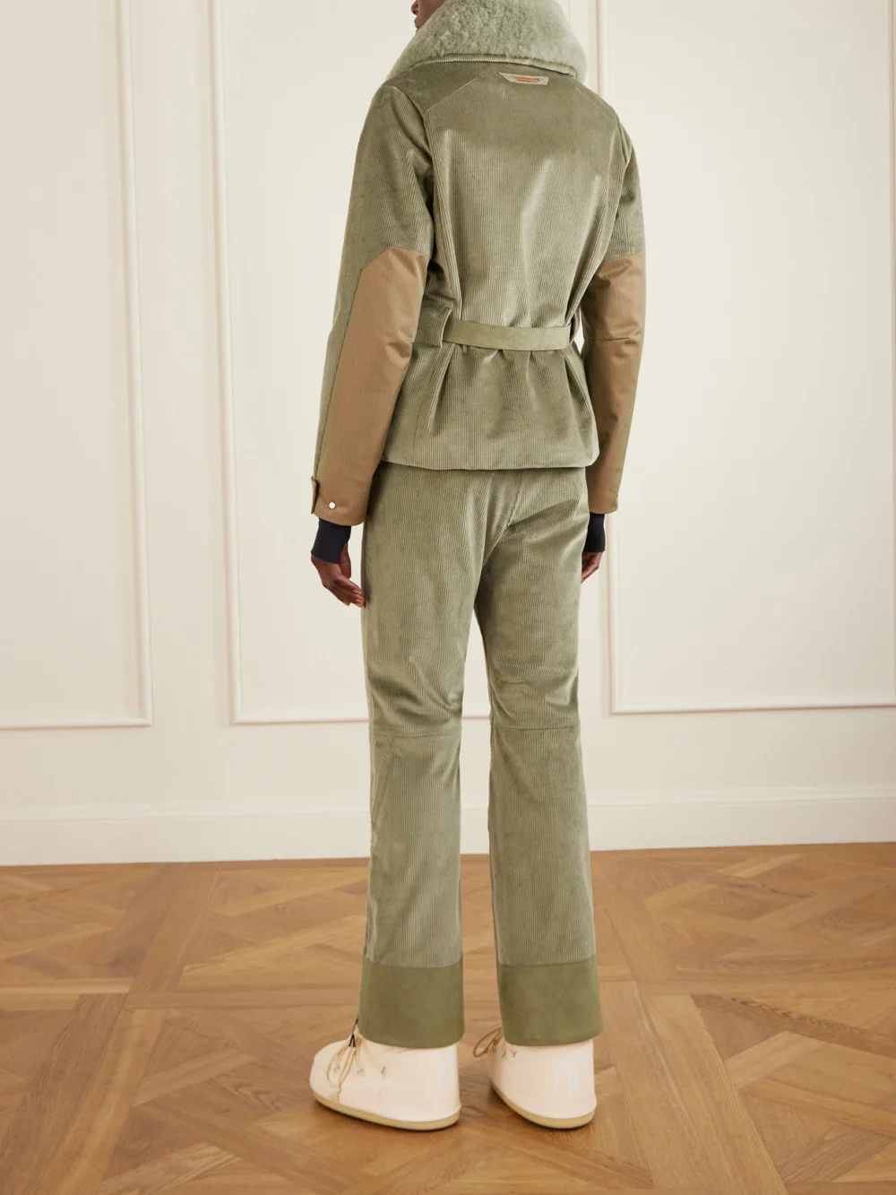 Back view of the Sease Altai Plush-trimmed Cotton-blend Corduroy Down Ski Jacket