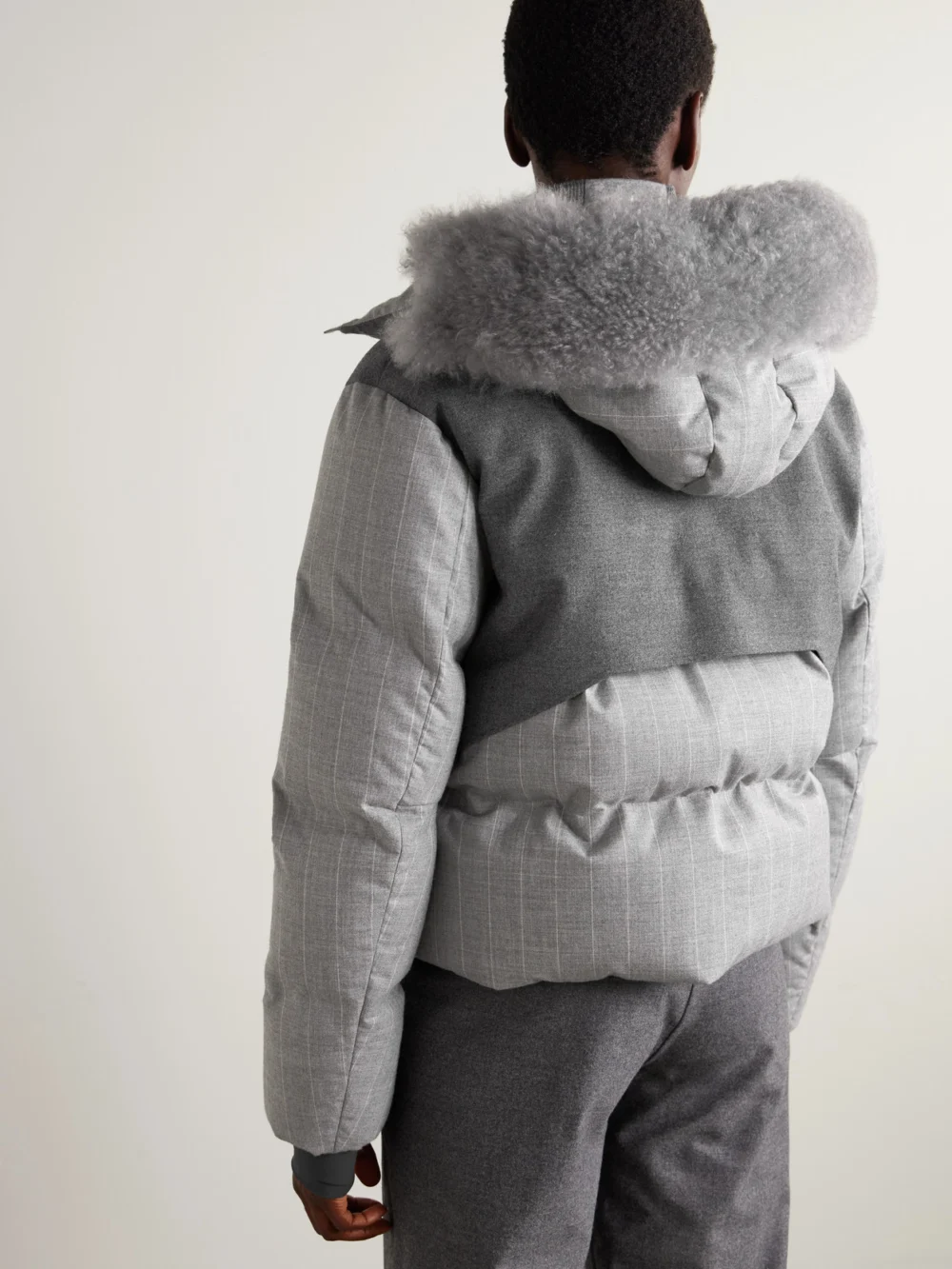 Back view of the Sease Arlo Vampire 3.0 Hooded Quilted Striped Cashmere-blend Down Ski Jacket