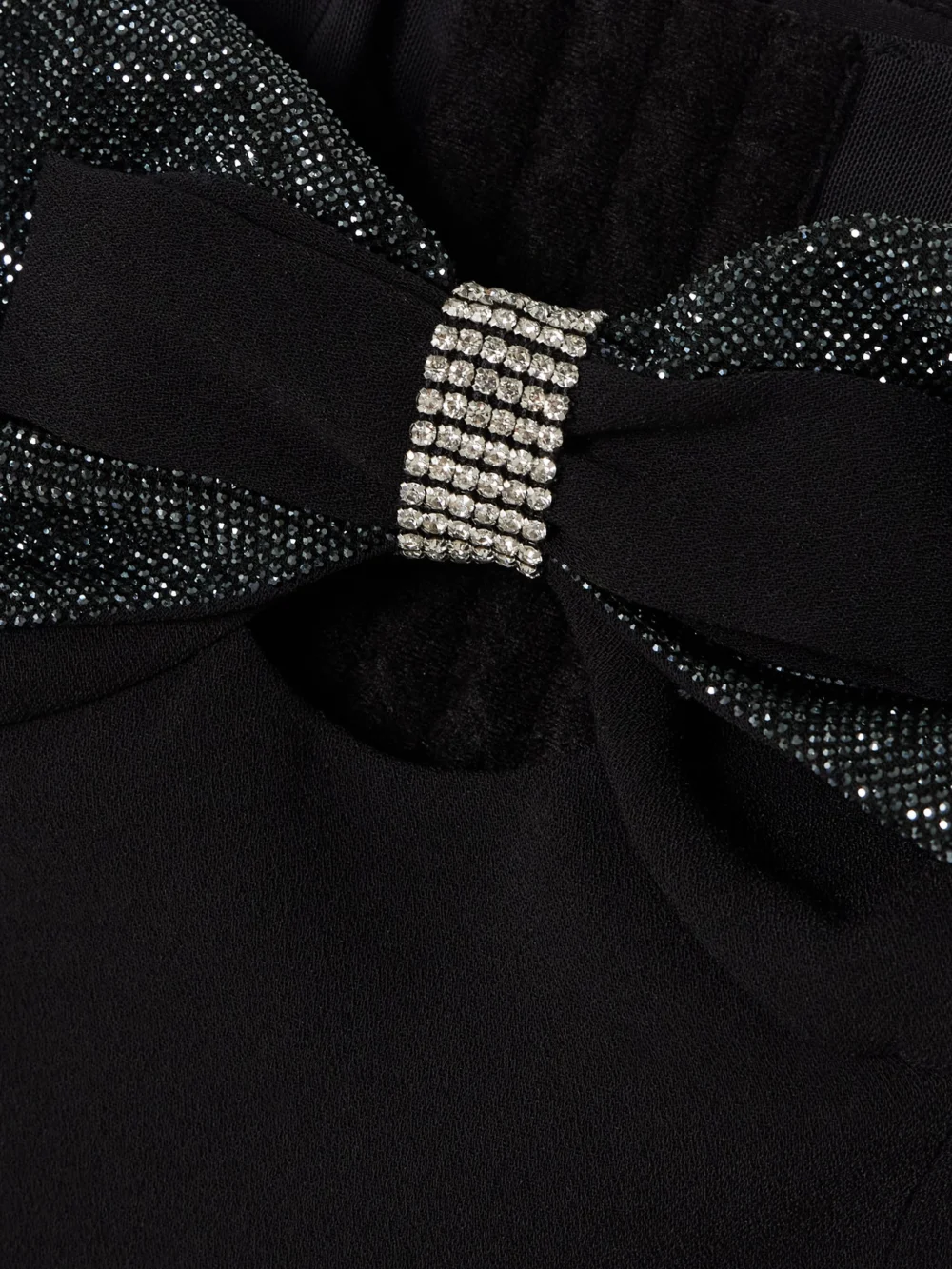 Close-up detail of the Self-Portrait Bow and Crystal-embellished Off-the-shoulder Crepe Midi Dress