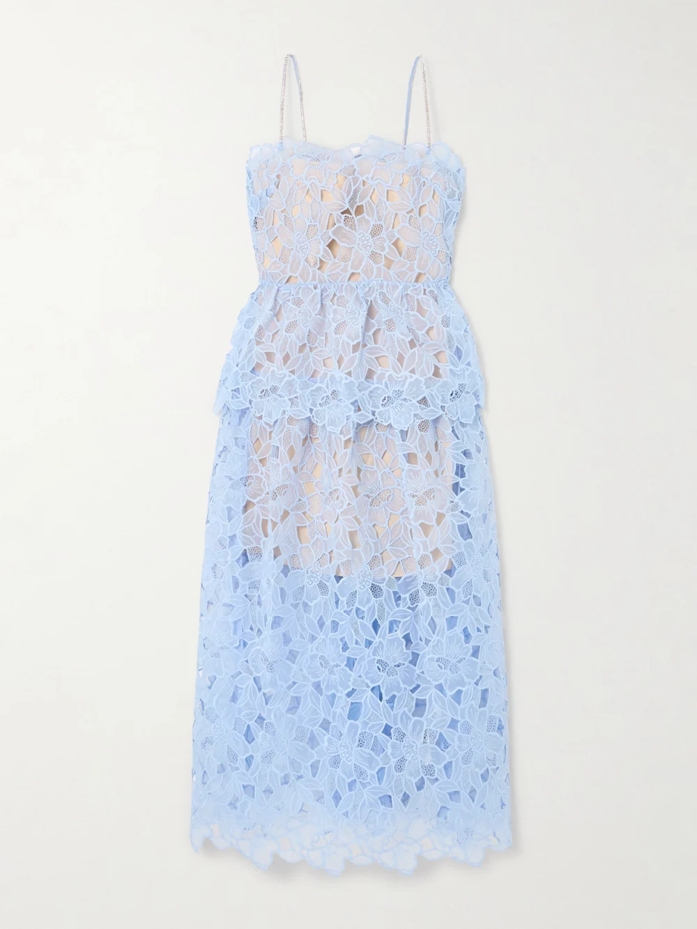 Self-Portrait Crystal-detailed Organza Midi Dress in blue