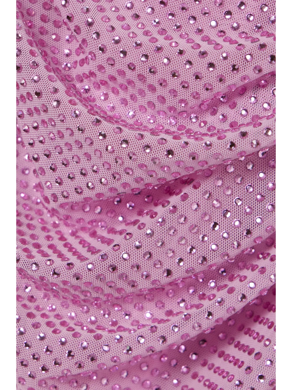 Close-up detail of the Self-Portrait Feather-trimmed Crystal-embellished Stretch-mesh Mini Dress