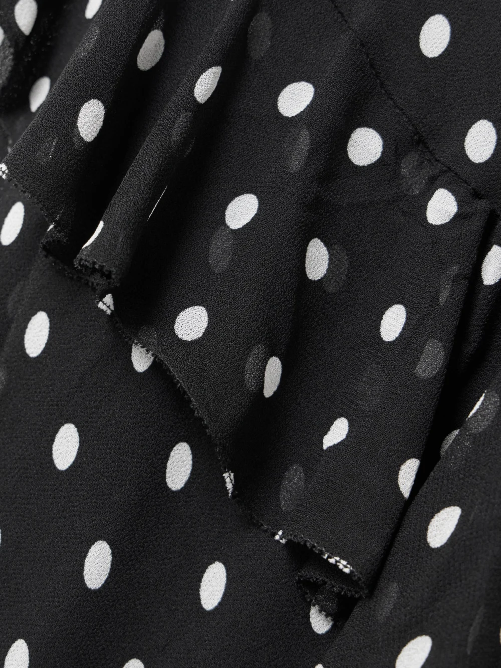 Close-up detail of the Self-Portrait One-shoulder Asymmetric Ruffled Polka-dot Georgette Maxi Dress