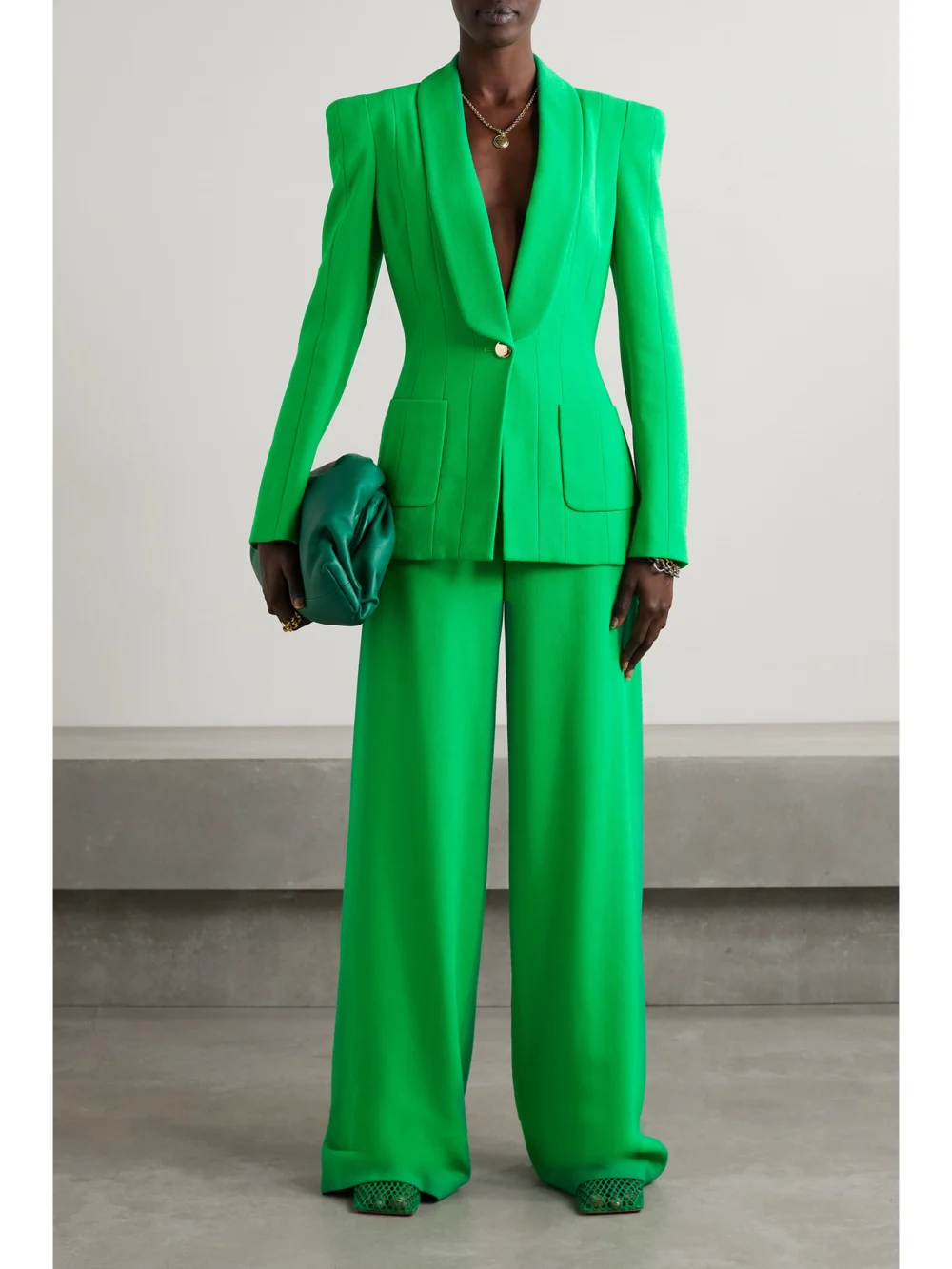 Sergio Hudson Stretch-wool Crepe Blazer, worn by a model