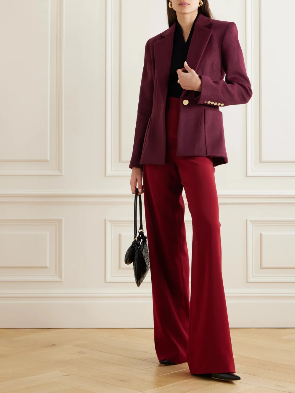 Sergio Hudson Wool and Cashmere-blend Blazer, worn by a model
