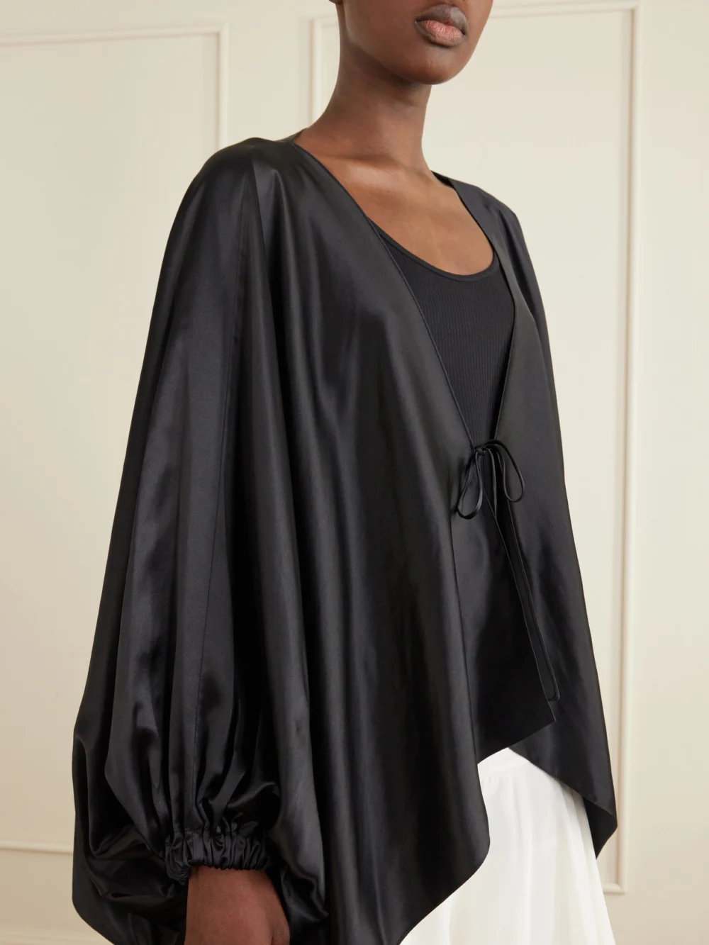Close-up detail of the Sharon Wauchob Draped Silk Blouson Jacket