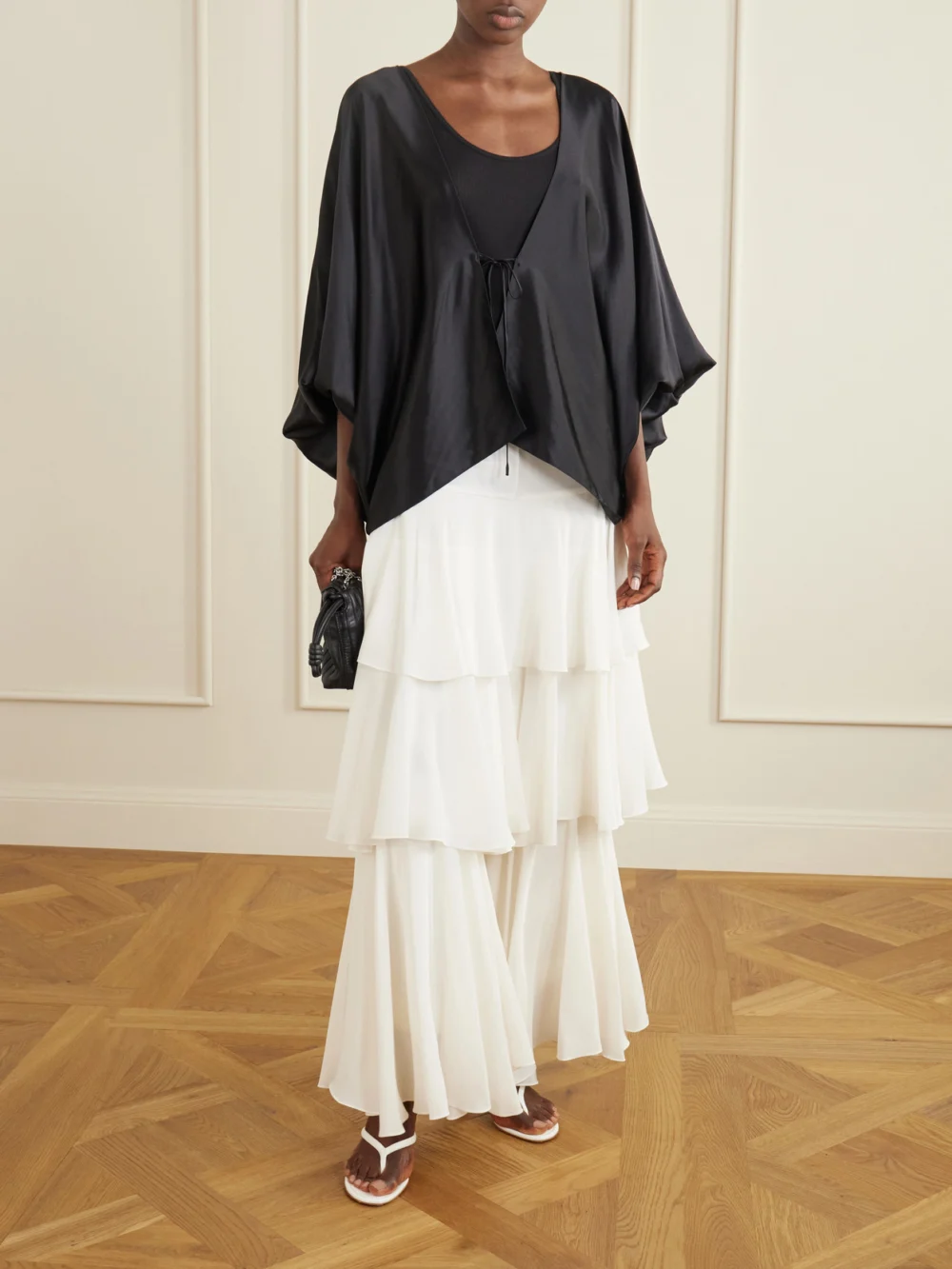 Sharon Wauchob Draped Silk Blouson Jacket, worn by a model