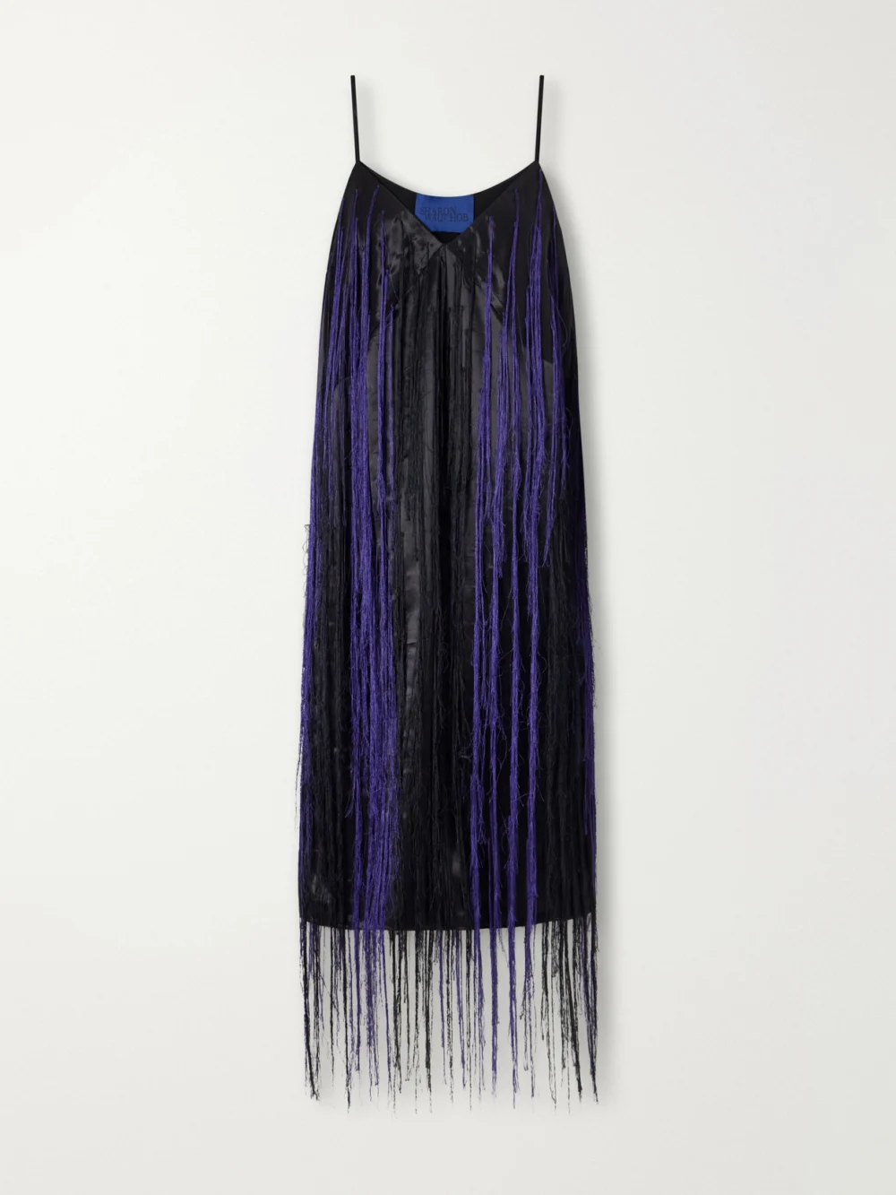Sharon Wauchob Katia Fringed Satin-twill Midi Dress in black