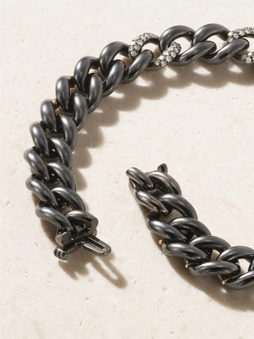 Back view of the Shay 18-karat Blackened Gold, Ceramic and Diamond Bracelet