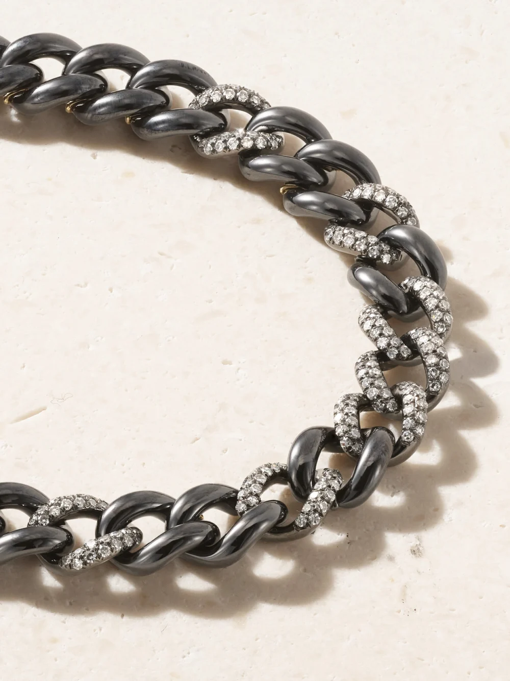 Close-up detail of the Shay 18-karat Blackened Gold, Ceramic and Diamond Bracelet