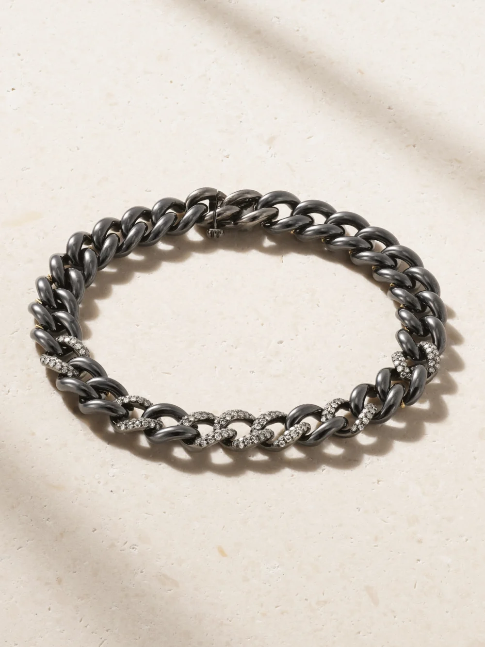Shay 18-karat Blackened Gold, Ceramic and Diamond Bracelet