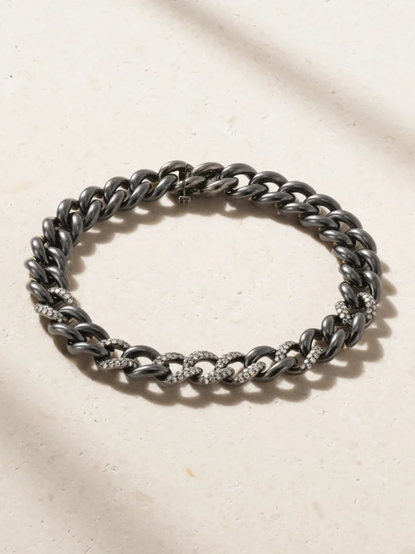 Shay 18-karat Blackened Gold, Ceramic and Diamond Bracelet