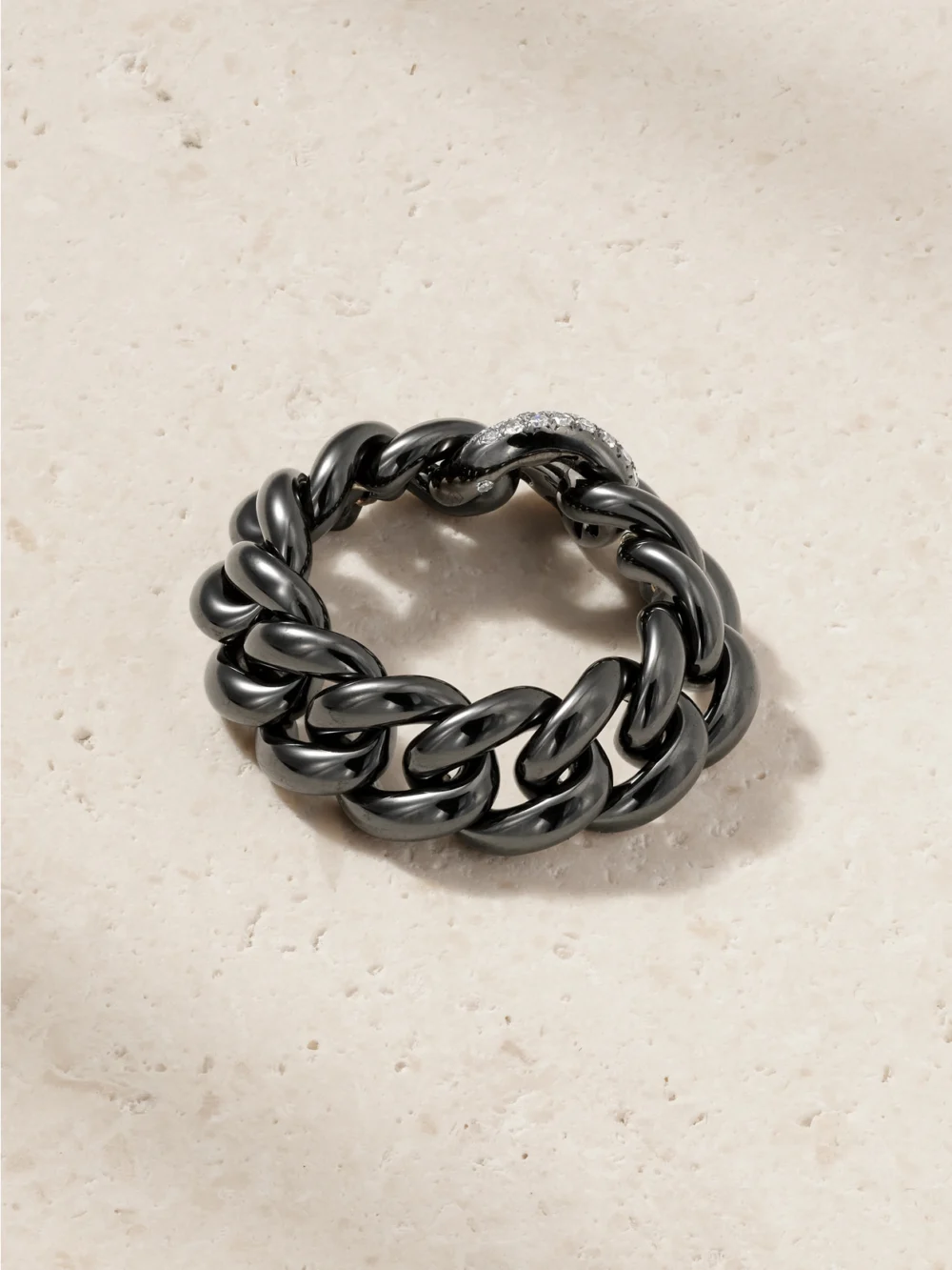 Back view of the Shay 18-karat Blackened Gold, Ceramic and Diamond Ring