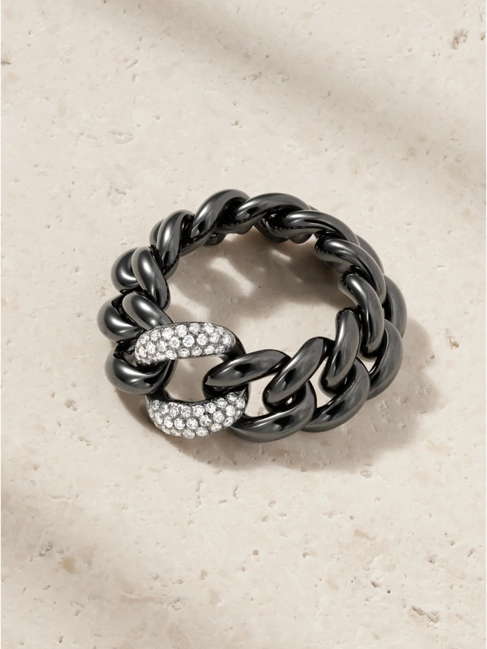 Shay 18-karat Blackened Gold, Ceramic and Diamond Ring in 7