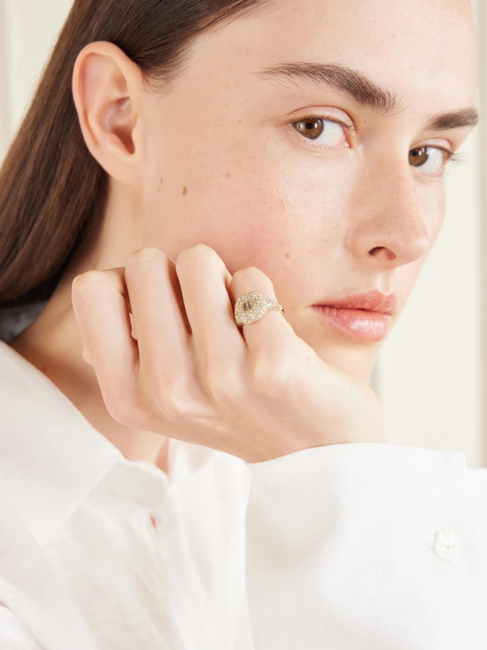 Shay 18-karat Gold Diamond Ring, styled view