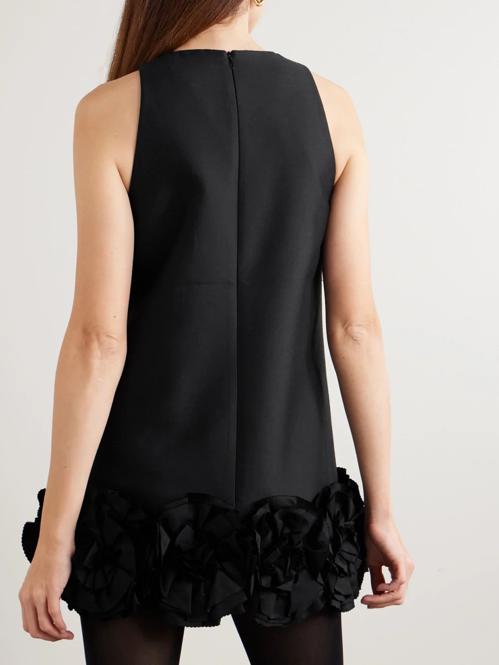 Back view of the Shushu/Tong Appliquéd Bow-embellished Twill Mini Dress