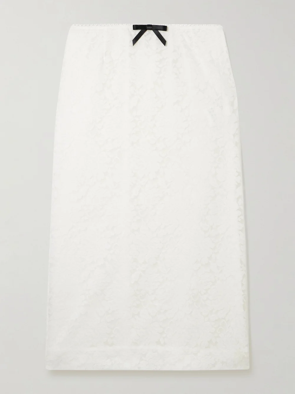 Shushu/Tong Bow-embellished Satin-trimmed Lace Midi Skirt in white
