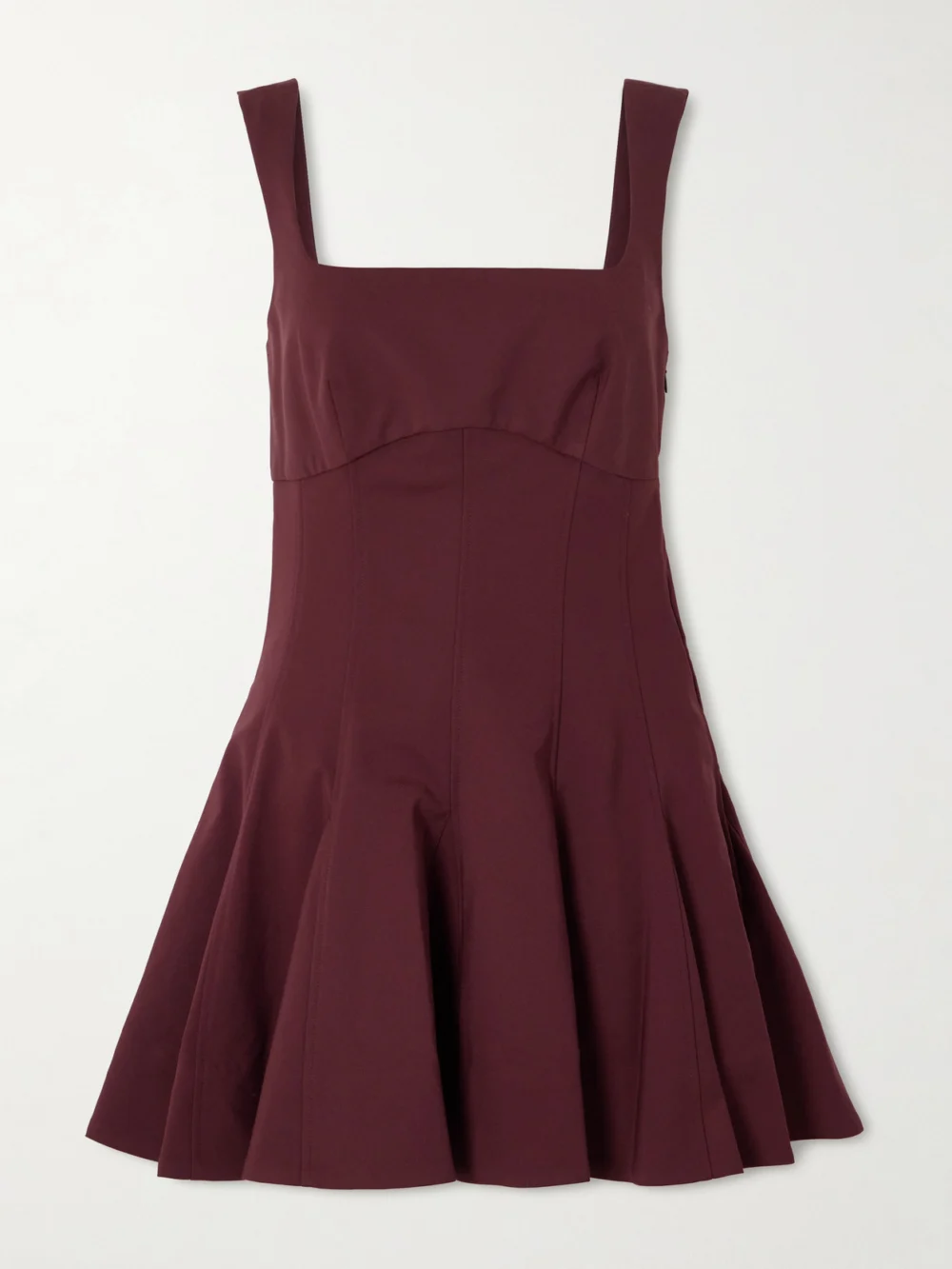 Simkhai Emslie Paneled Pleated Cotton-blend Mini Dress in burgundy