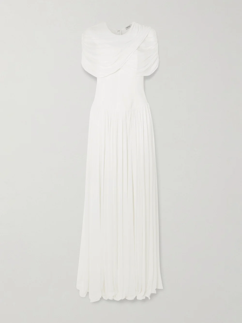 Simkhai Nancie Cape-effect Draped Pleated Jersey Maxi Dress in ivory