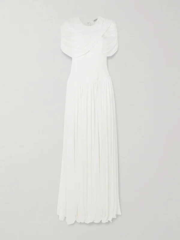 Simkhai Nancie Cape-effect Draped Pleated Jersey Maxi Dress