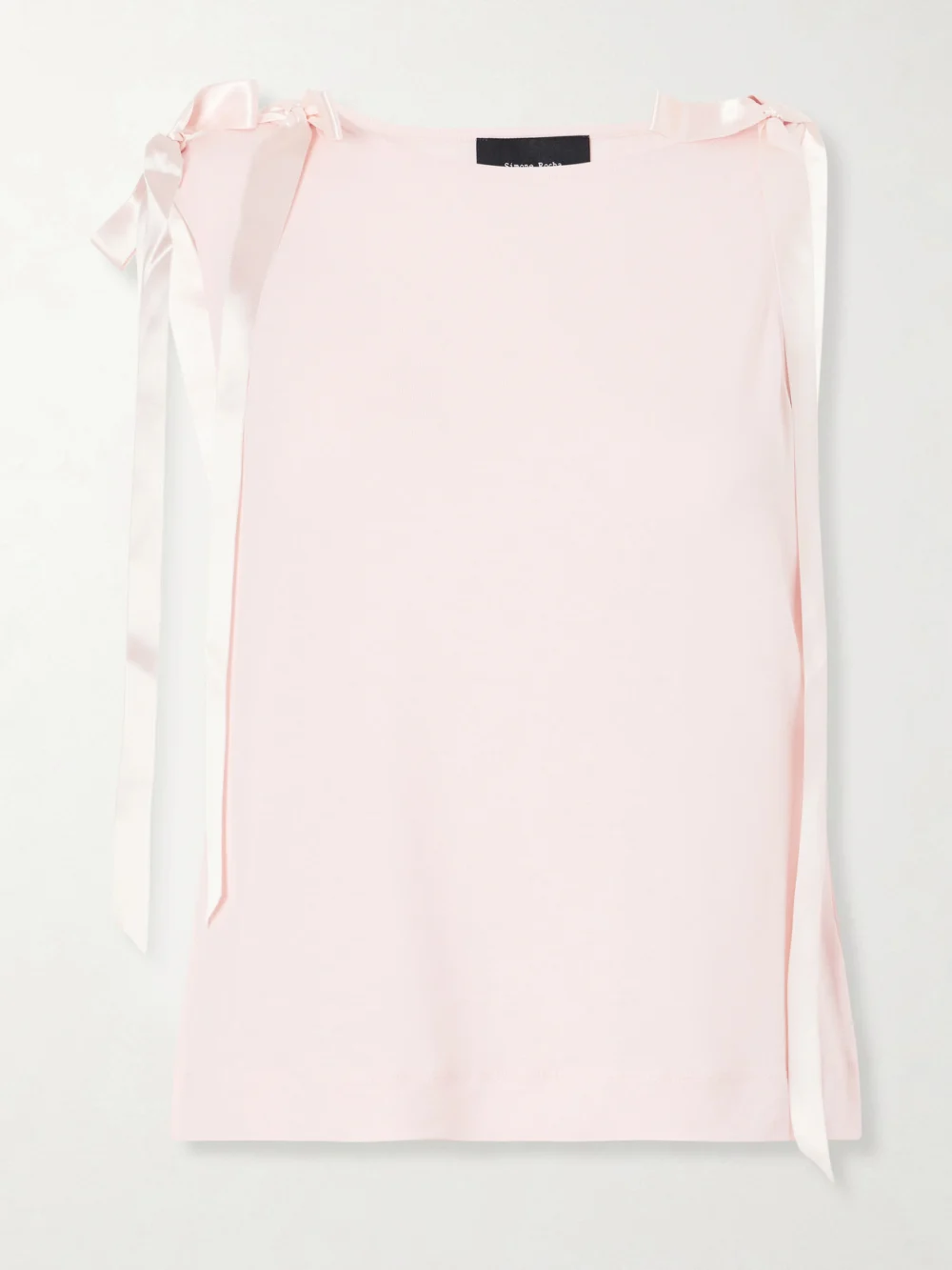 Simone Rocha Bow-trimmed Jersey Tank in pastel pink