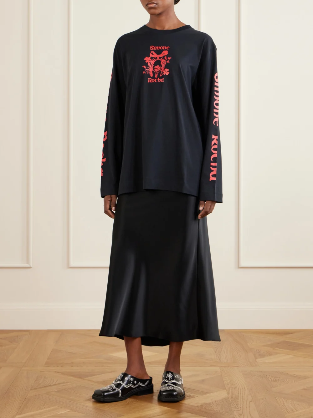 Simone Rocha Logo-printed Cotton-jersey T-shirt, worn by a model