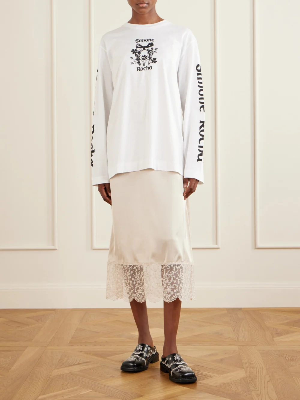Simone Rocha Logo-printed Cotton-jersey T-shirt, worn by a model