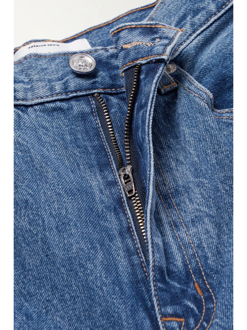 Close-up detail of the Slvrlake Eva Organic High-rise Wide-leg Jeans