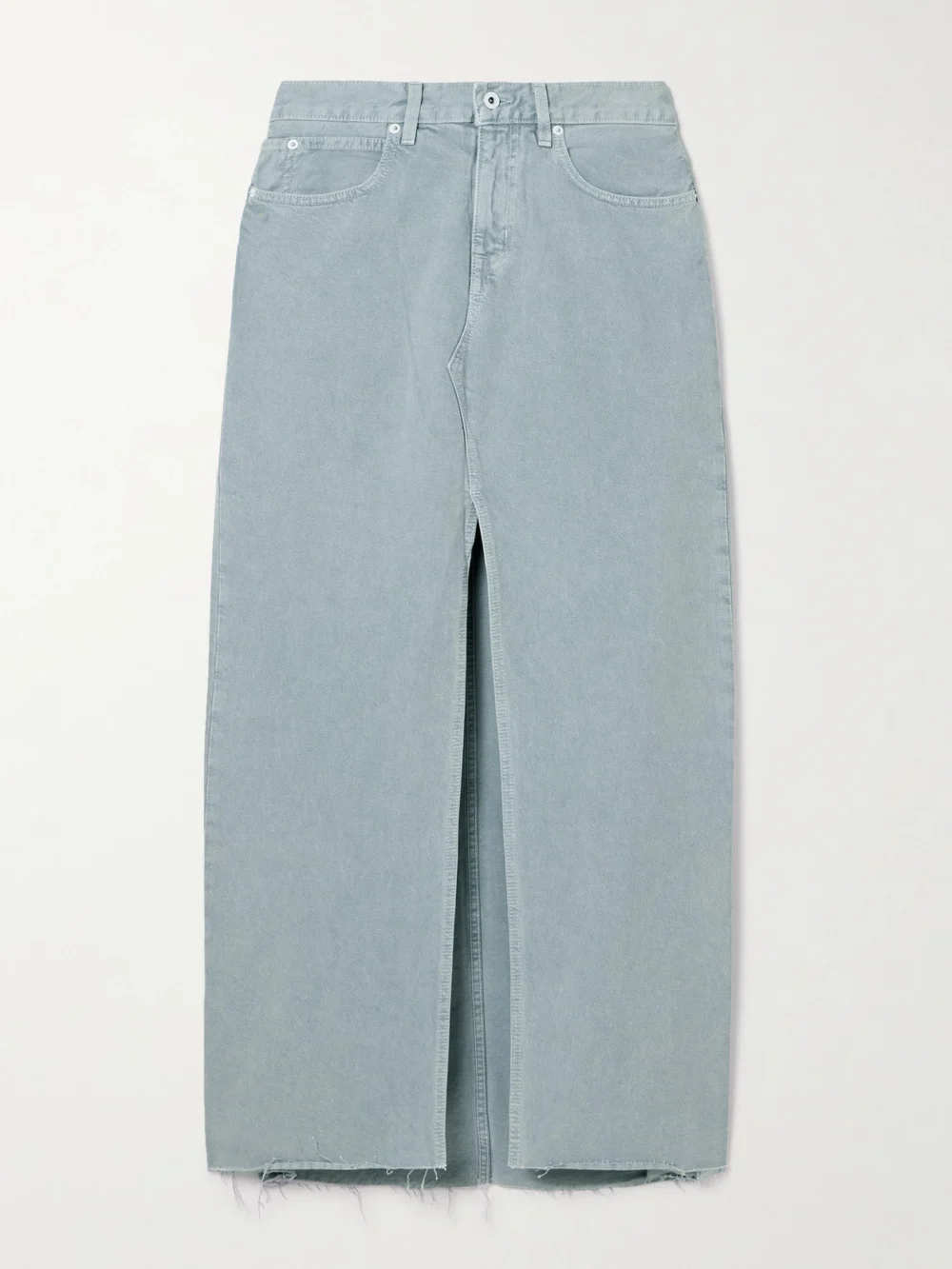 Slvrlake Frayed Denim Maxi Skirt in light blue