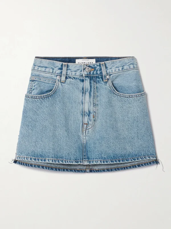 Slvrlake Frayed Paneled Denim Mini Skirt