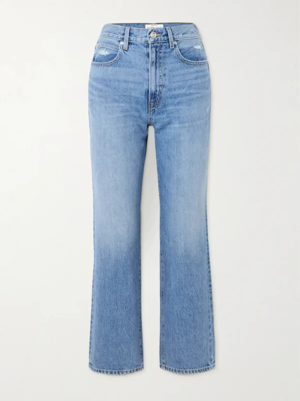 Slvrlake London Ankle Cropped Distressed High-rise Straight-leg Jeans