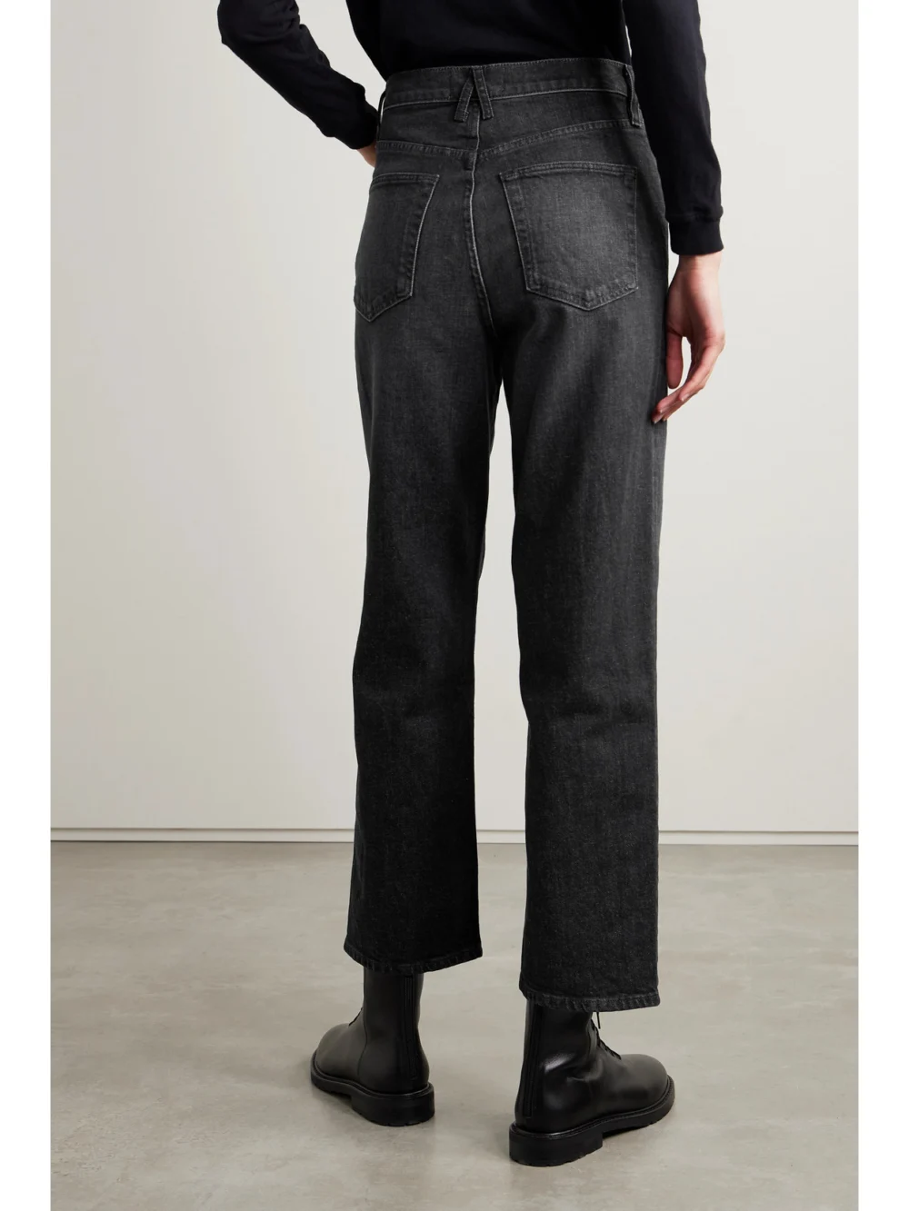 Back view of the Slvrlake London Crop Organic High-rise Straight-leg Jeans